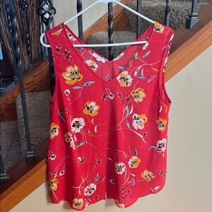 Maurices Red Floral Sleeveless Blouse
